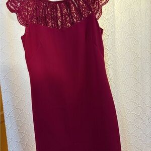 White House black market Elegant Lace-Trimmed classic Red Dress